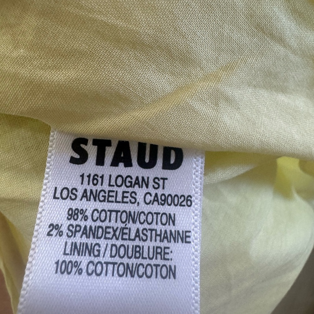 NWT Staud Sea Mini Skirt in Sunray Yellow Cotton Side Zipper Size 8 - Picture 6 of 7